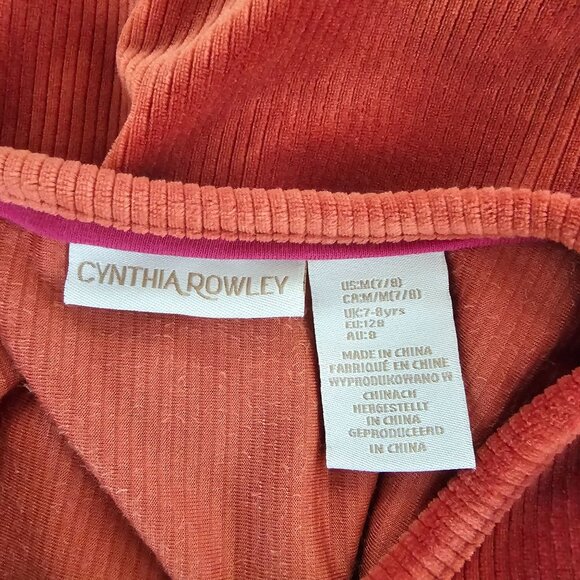 Cynthia Rowley Girls Corduroy Long-Sleeve Tiered Dress Size 8 Rust Orange - Picture 2 of 9